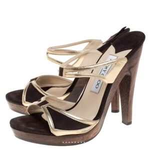 Jimmy Choo Black and Gold Women's Heels